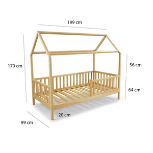  Montessorı  Ev Yatak 90 X 190 Antrasit