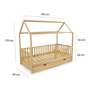  Montessorı Yavrulu Ev Yatak 90 X 190 Çam Ağacı